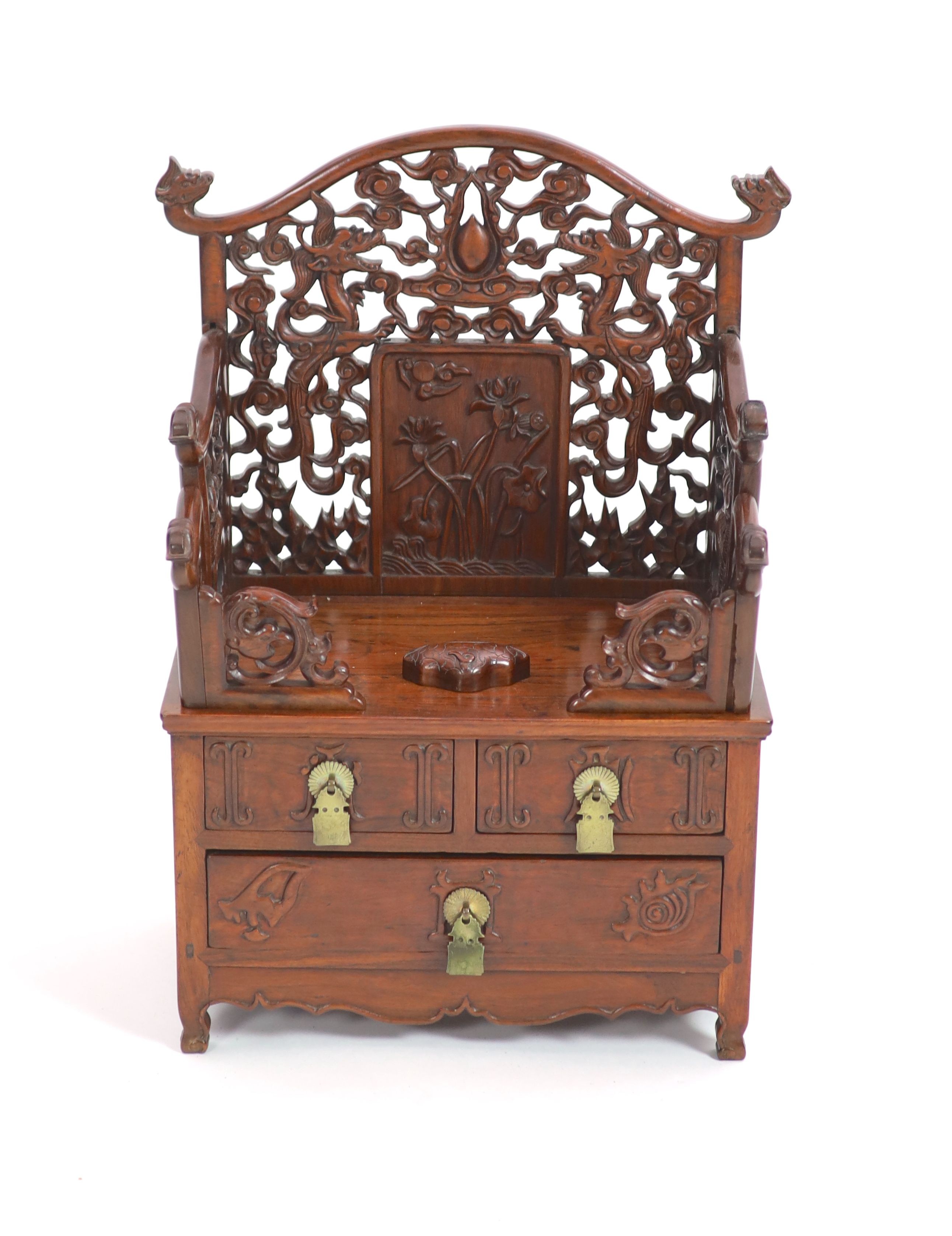 A fine Chinese huanghuali table cabinet, early Qing dynasty, 17th/18th century, 57.5 cm high, 42.5 cm wide